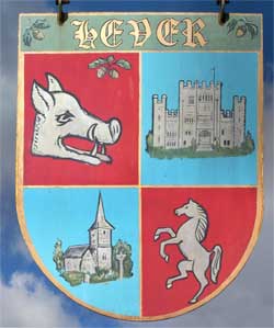 The Hever village sign, close up